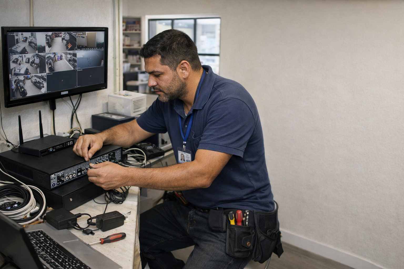 Câmeras de segurança monitorando